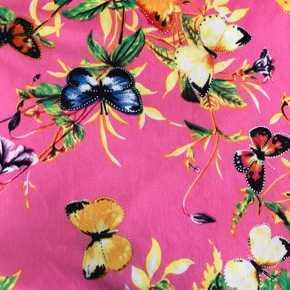 Vintage Late 1980’s le Chateau Pink Floral Butterfly Printed Bandeau Top Size S - Picture 2 of 7